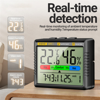-10~50°C Digital Hygrometer 10~99%RH Hygrometer HHH/LLL LCD Display Home Indoor Temperature Humidity Meter Alarm Clock Calendar