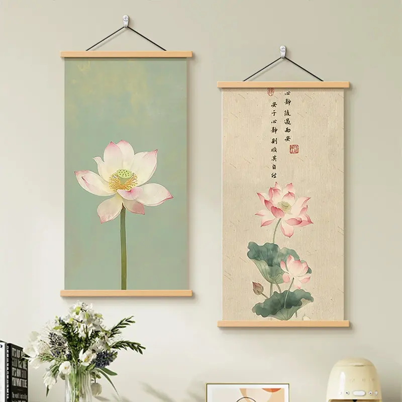 Aesthetic Room Decor Japanese Wabi-sabi Lotus Wall Art Print for Living Room Bedroom Massage Therapy Room Relaxing Space