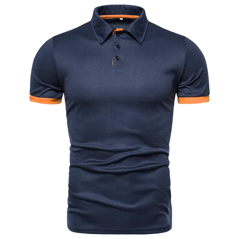 2024 New men's short sleeved casual solid color seasonal polo for foreign trade