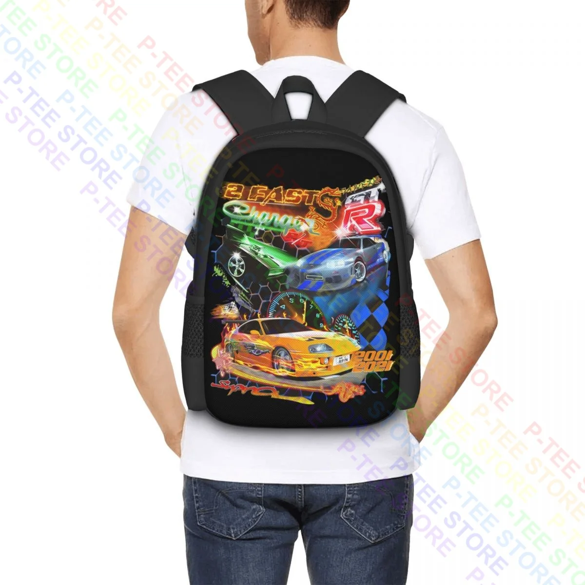 The 2 Fast 2 Furious Shirt, Racing CarBackpack Large Capacity Shoe Bag Shopping Bag