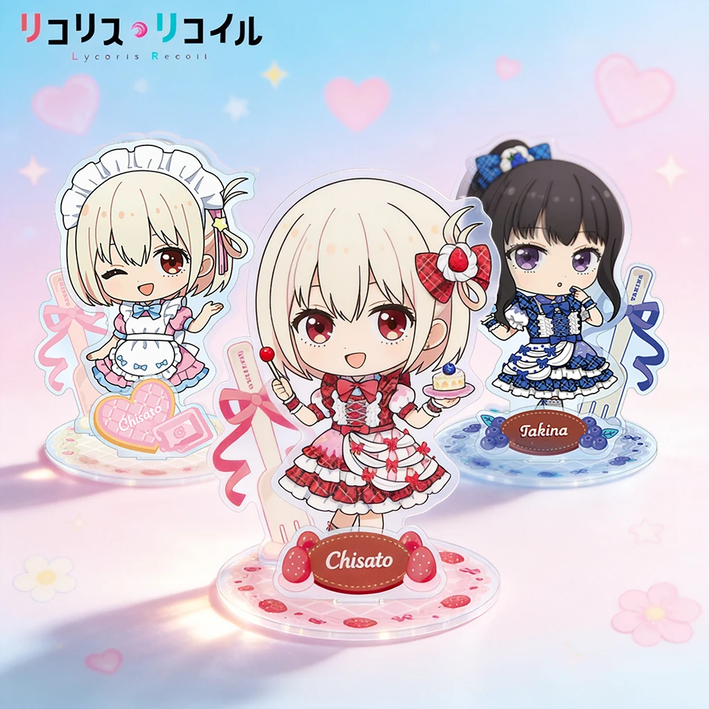 Lycoris Recoil Acrylic Stand Keychain Chisato Nishikigi Takina Inoue Maid Dessert Chibi Anime Figure Desk Decor Gift