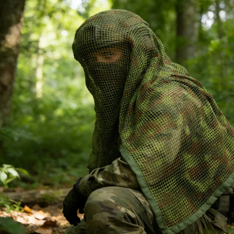 Tactical Camouflage Net Scarf, Breathable Sniper Veil for Hunting, Airsoft, Outdoor Military Gear