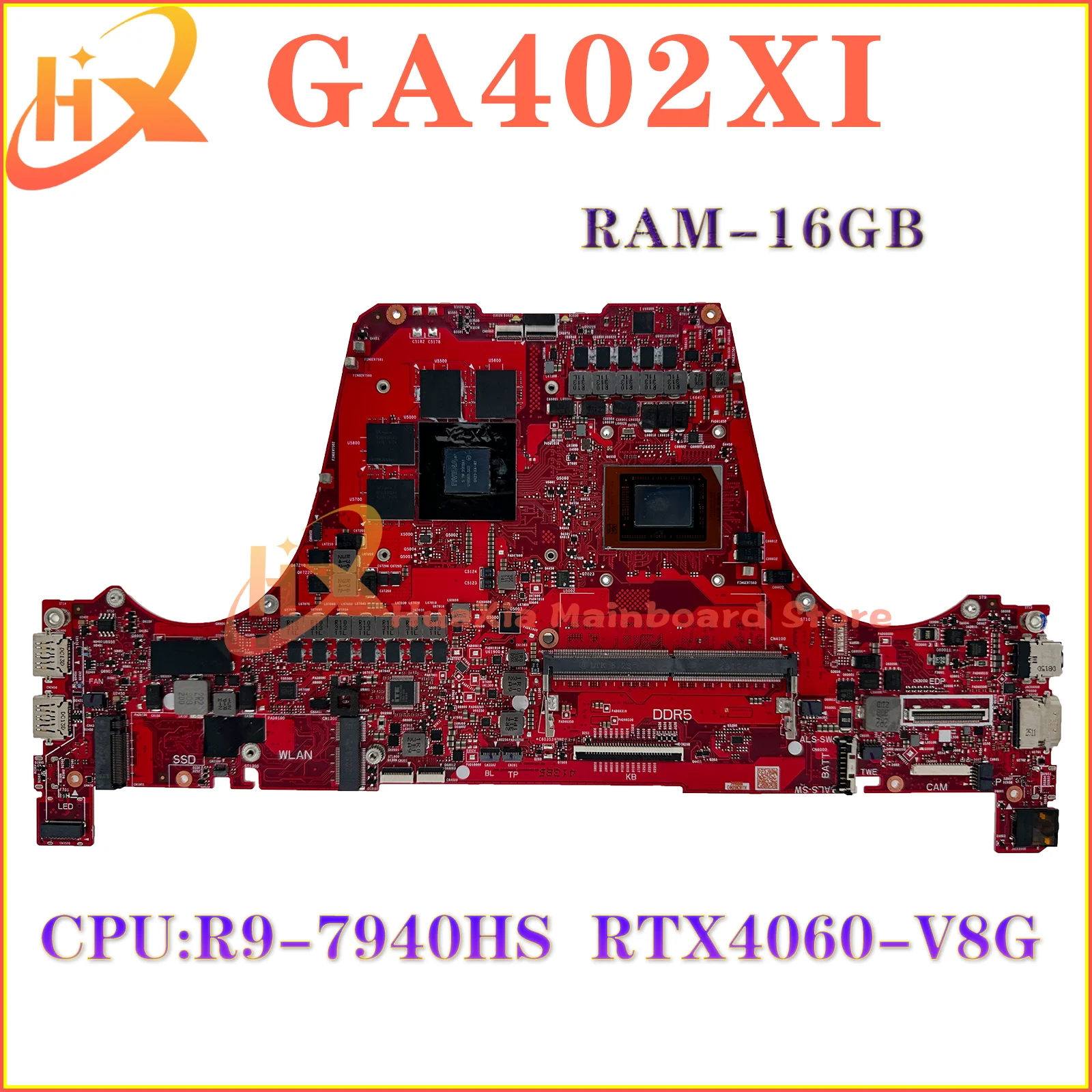 

KEFU GA402XI Mainboard For ASUS ROG Zephyrus G14 Gaming GA402XV GA402X Laptop Motherboard R9-7940HS 16GB-RAM RTX4070 RTX4060