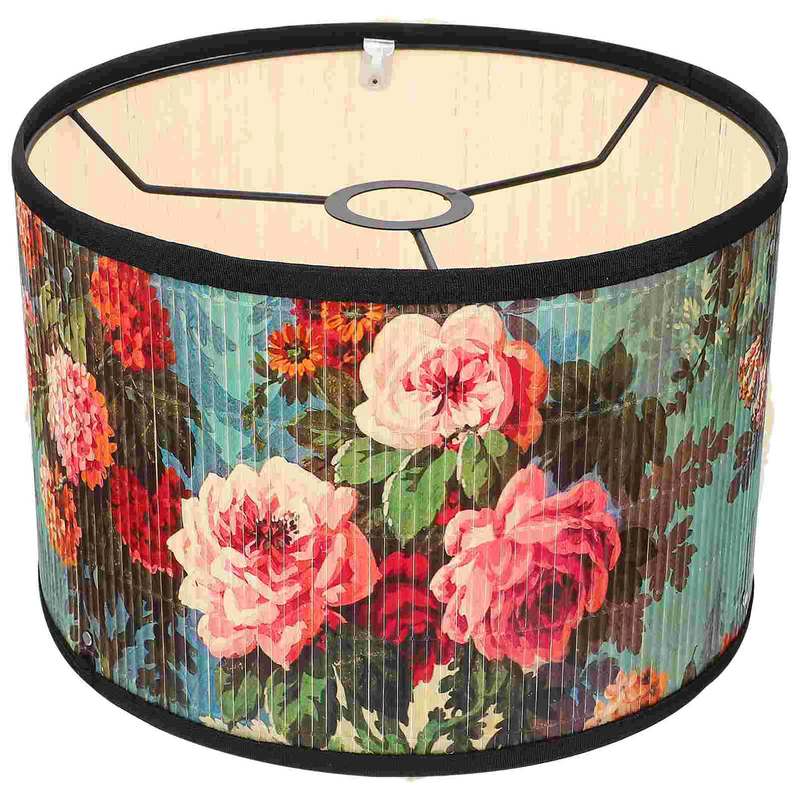 

Vintage Drum Lamp Shade Floral Lampshade Colorful Printed Chandelier Lamp Cover Replacement Pattern Light Cover Table Lamp