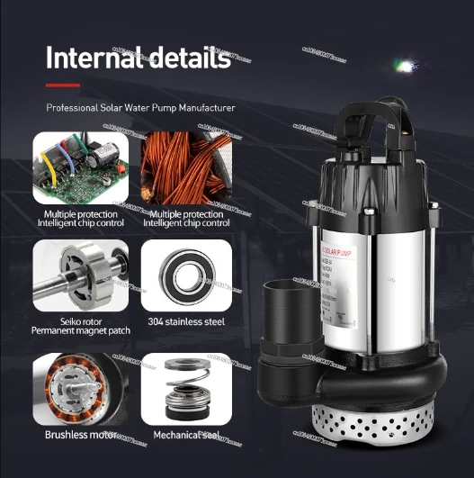 

Солнечный насос 2-дюймовый 24 В 200 Вт бесщеточный погружной насос постоянного тока с высоким подъемом и большим расходом