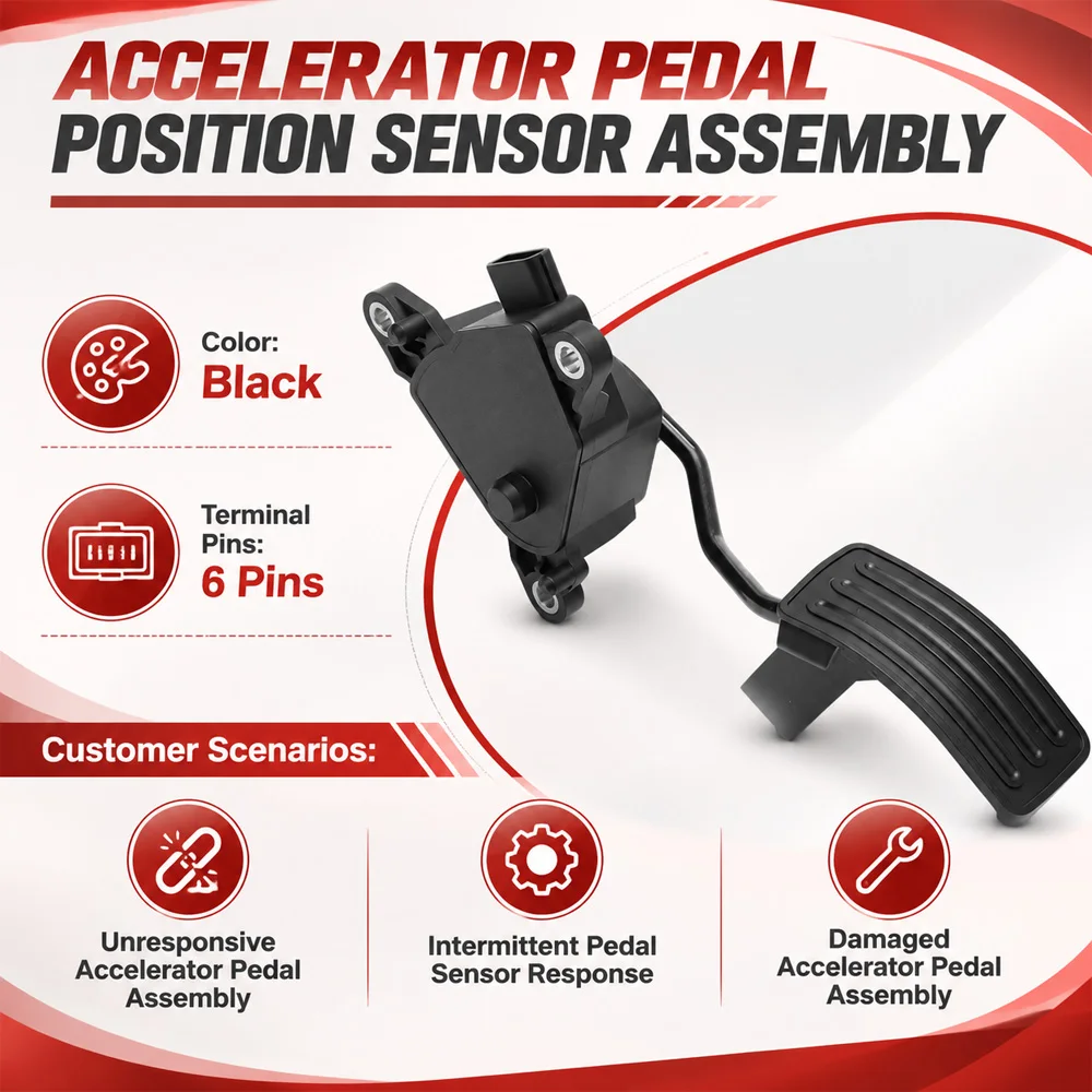 Accelerator Pedal Position Sensor Assembly 6 Pins  For Nissan Rogue 2008-2013 Select  2014-2015 APS442, 5S13081, AD0128