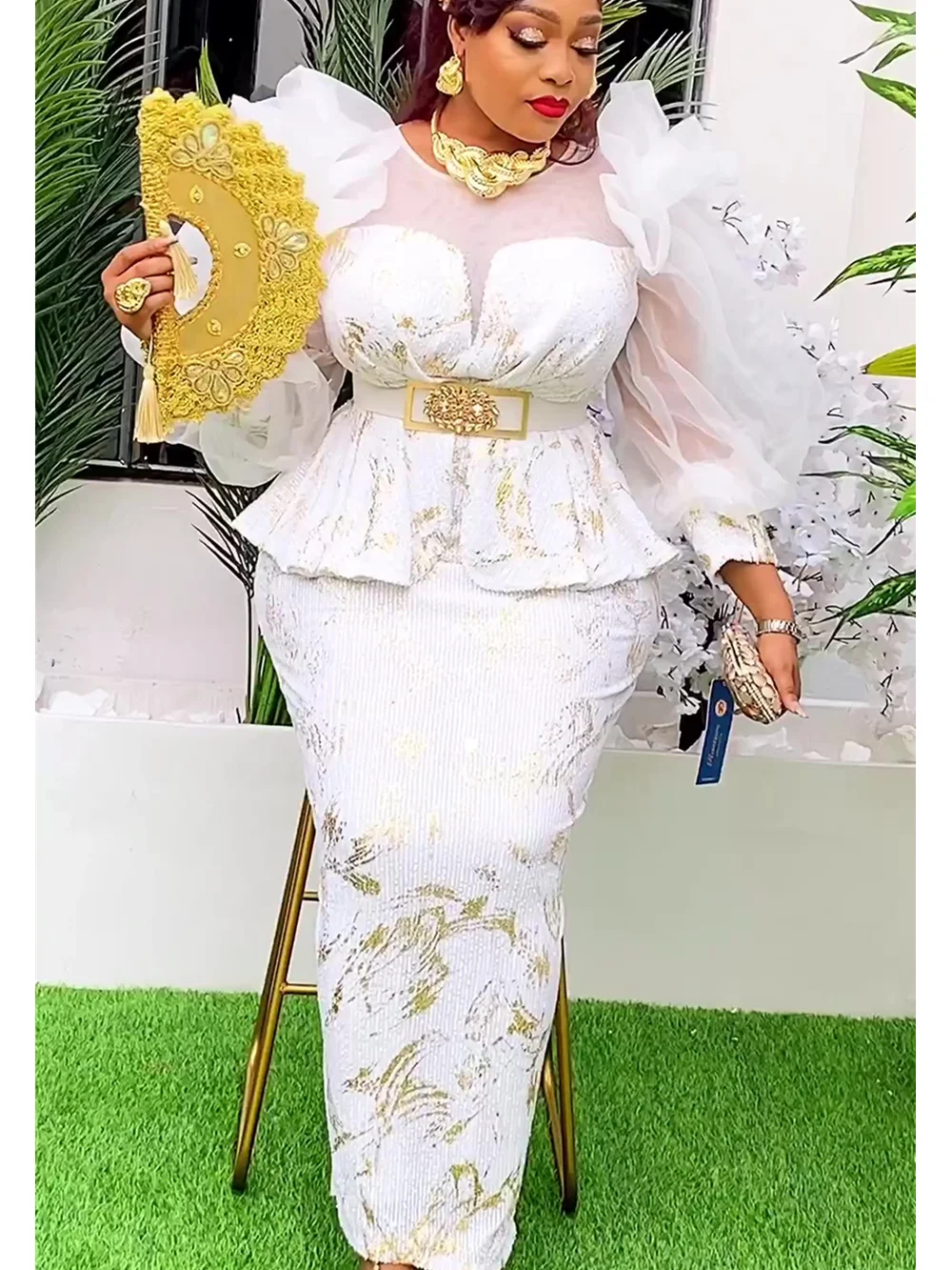 

African Dresses for Women 2025 New Fashion Plus Size Sequin Evening Party Long Dress Dashiki Ankara Outfits Robe African Clothes