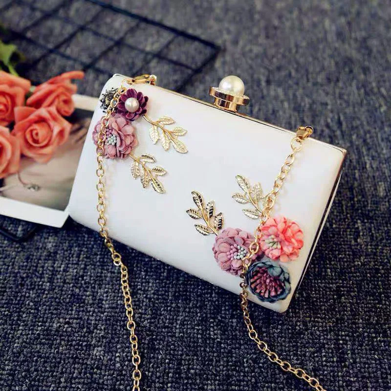 YYW Floral kobiety torebki luksusowe wieczorowe torebki na przyjęcie ślubne kopertówka weselna torebka łańcuch torby na ramię Crossbody elegancki