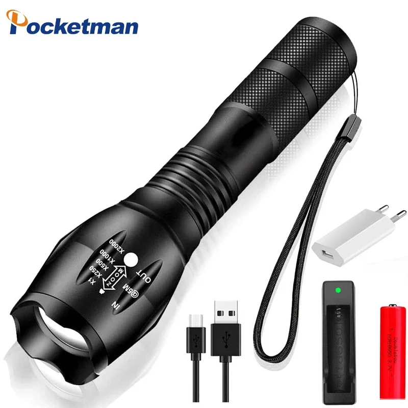 

Led flashlight Ultra Bright Torch Camping light 5 switch Mode waterproof Zoomable Bicycle Light use 18650 battery for Camping