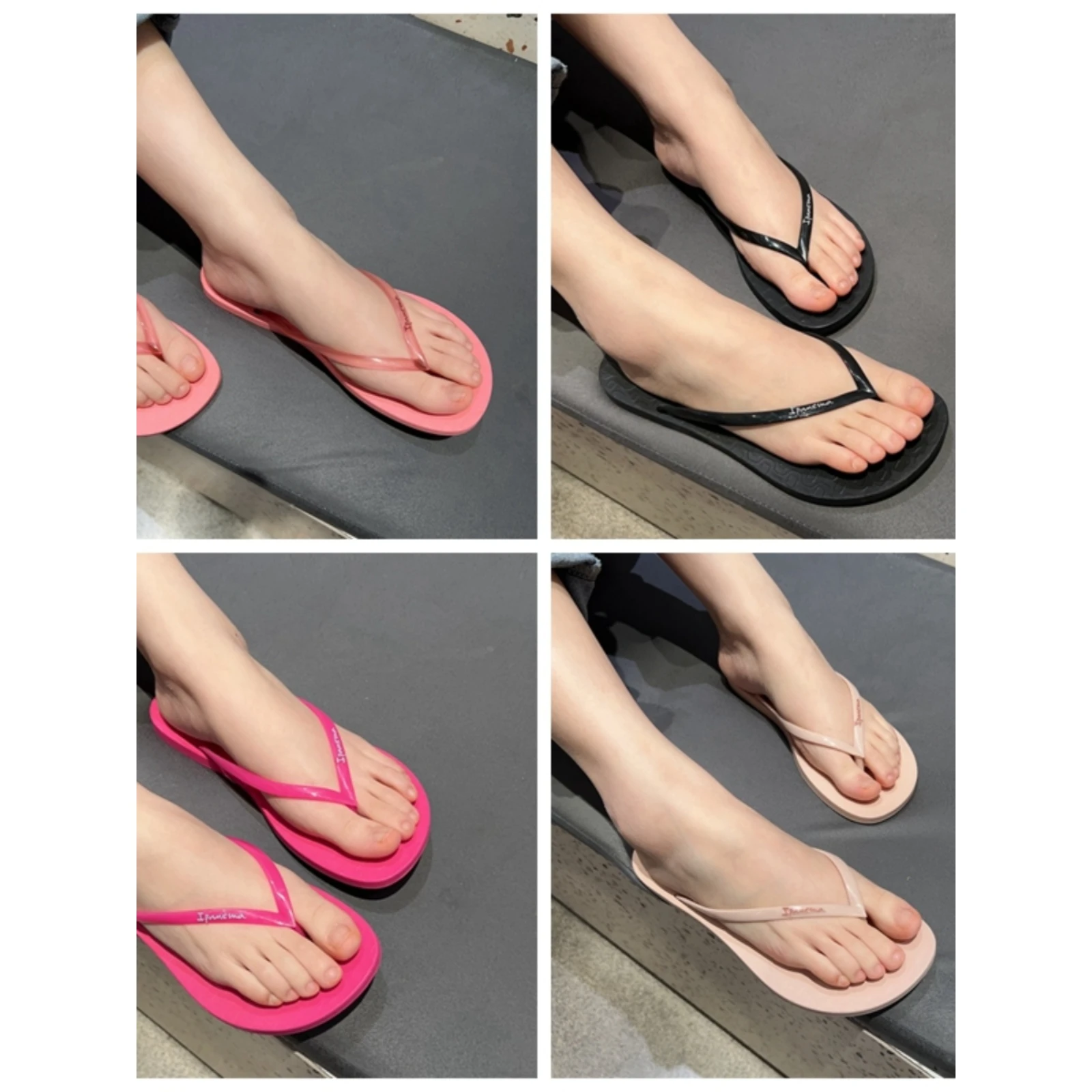 イパネマ-2024-ブランド-ジェリーサンダル-フラットボトム-スリップオン-夏休み-トングスリッパ-ビーチバケーション-フラットヒール-ラバー-アップグレードバージョン