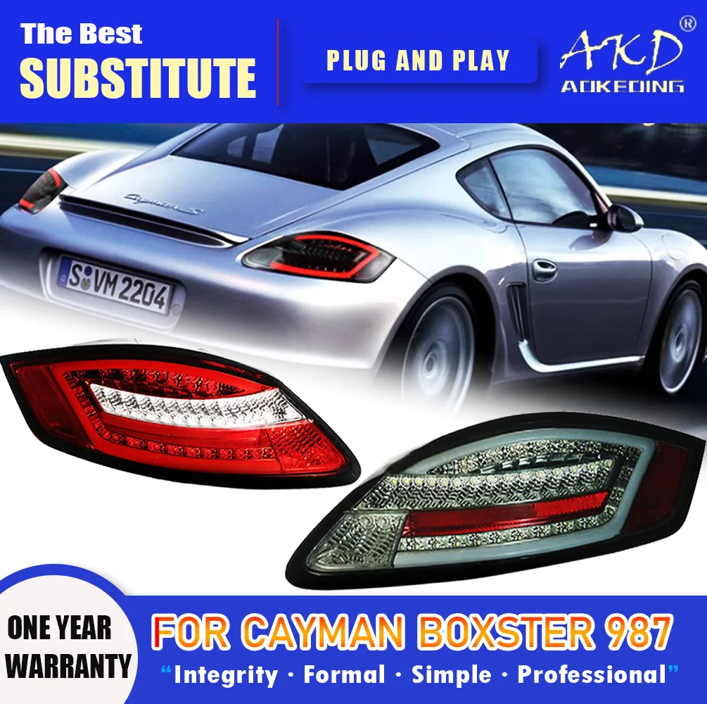 AKD Tail Lamp for Porsche Cayman BOXSTER 987 LED Tail Light 2004-2008 987 Rear Fog Brake Turn Signal Automotive Accessories