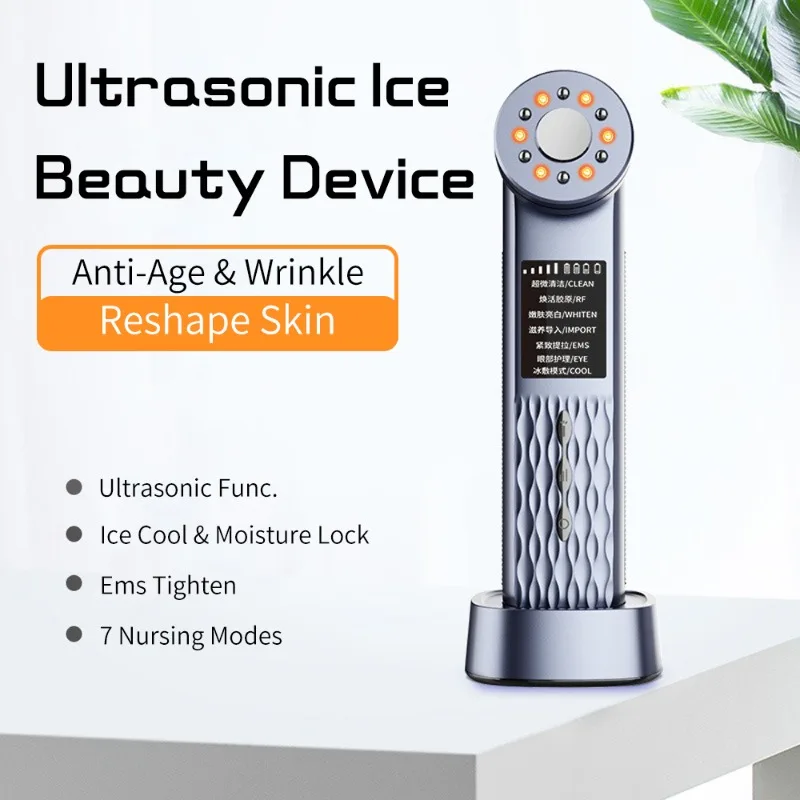 Compresse de glace ultrasonique 2025, dispositif de beauté, lifting du visage, rajeunissement de la peau, raffermissement, outil de soins du visage, élimine les rides