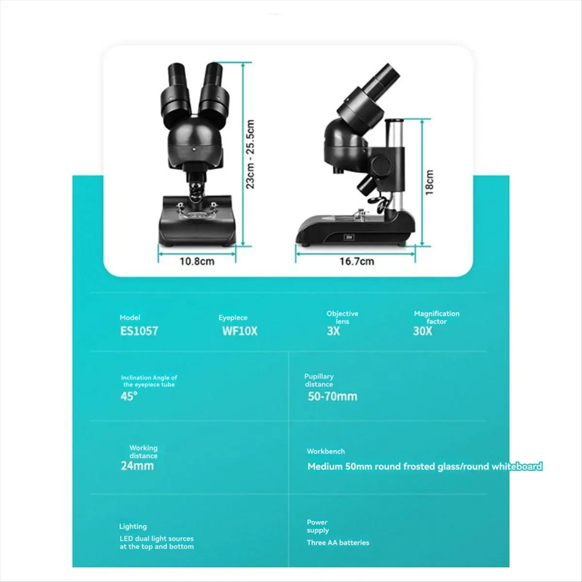 goodDT ES1057 Binocular Microscope Kit 30x Magnification Biological Microscope Scientific Experiment Anatomy