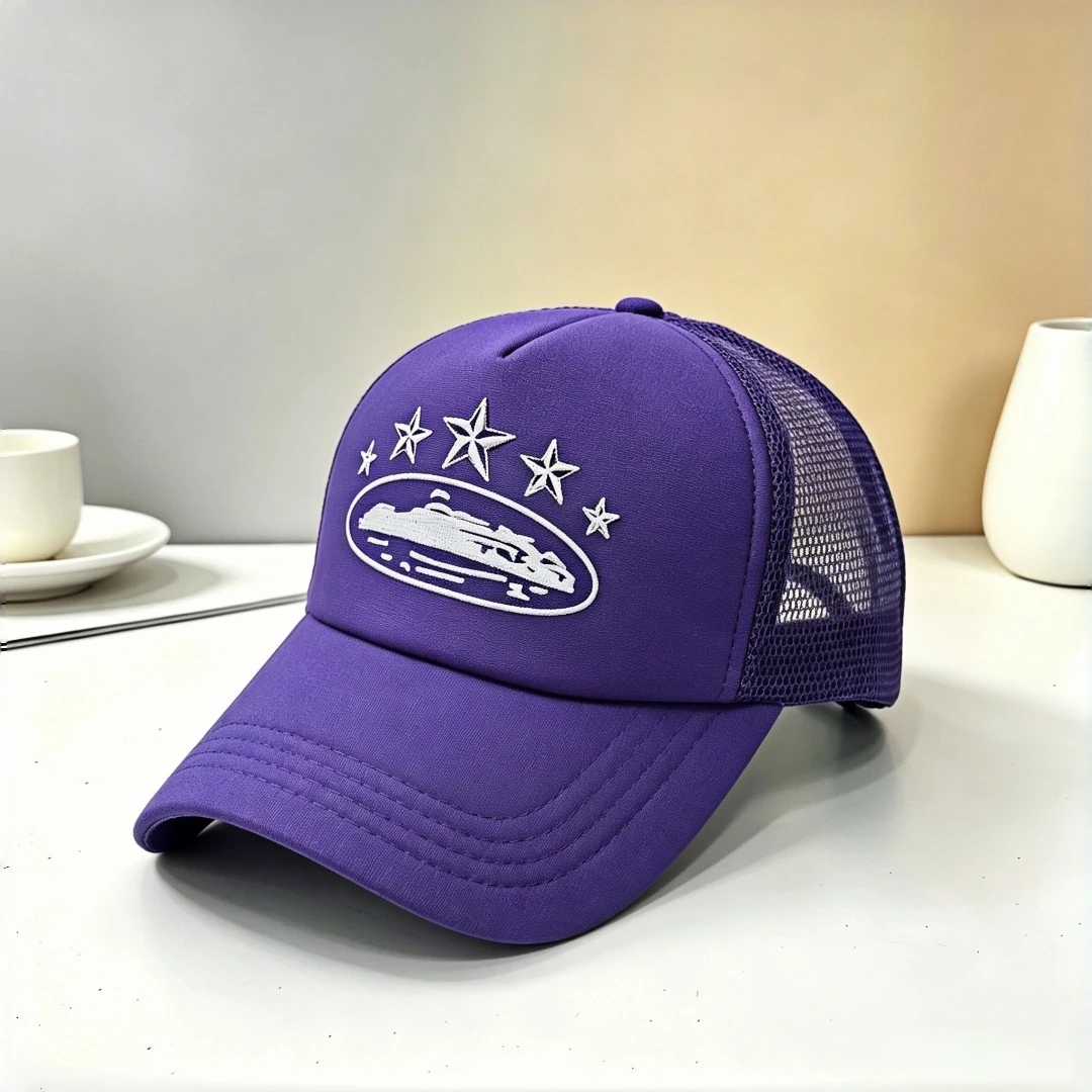 New European and American Trendy Baseball Cap with Unique Cruise Ship Print, Truck Cap, Fashionable and Breathable Mesh Cap