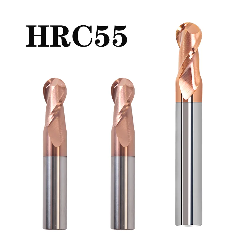 

HRC55 CNC Ball Nose End Mill 2 flute carbide end mills R0.5 2 4 6 8 10 12mm tungsten steel alloy coating cutter milling