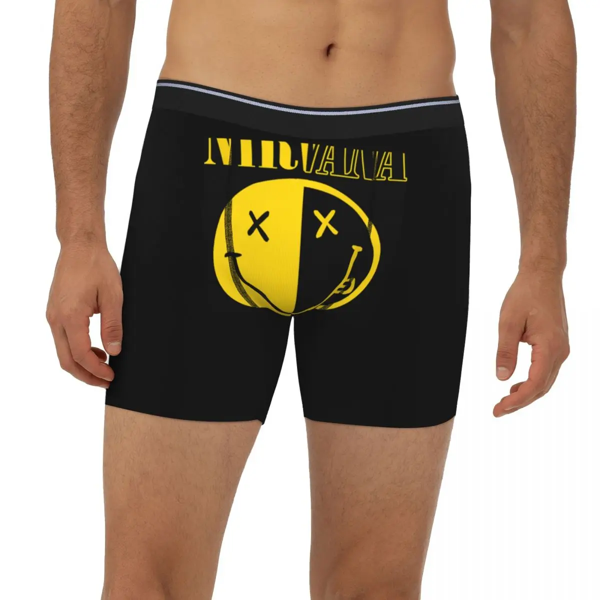 

Nirvanas One Sided Smile Classic Long Boxer Underpants Short Men's Panties Soft Underwear for Homme Man Boyfriend Gift