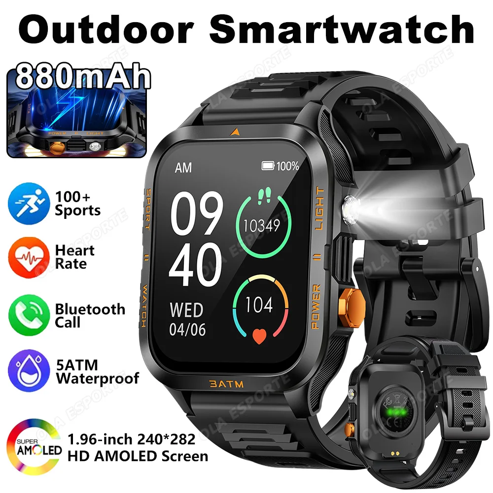 

Смарт-часы с Bluetooth-звонком, 800 мАч, аккумулятор, фонарик, мониторинг сердечного ритма, 3 АТМ, водонепроницаемые, несколько спортивных режимов, мужские умные часы