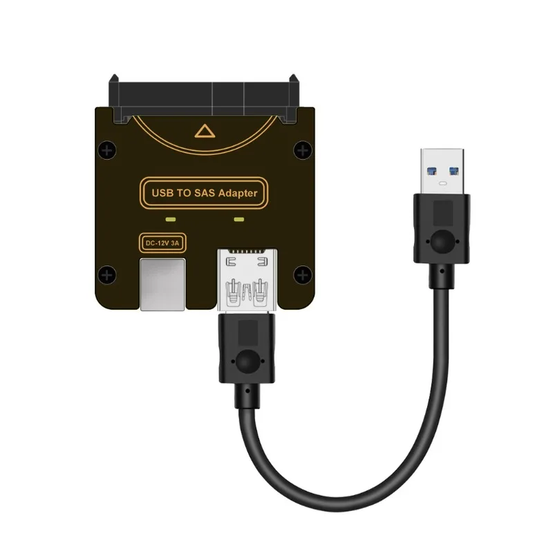 USB To SAS Adapter Card 12V3A Power Required for 25 35 Inch SAS HDD SSD 512 4K 4Kn Sectors 15Gbps Speed No RAID Card Needed