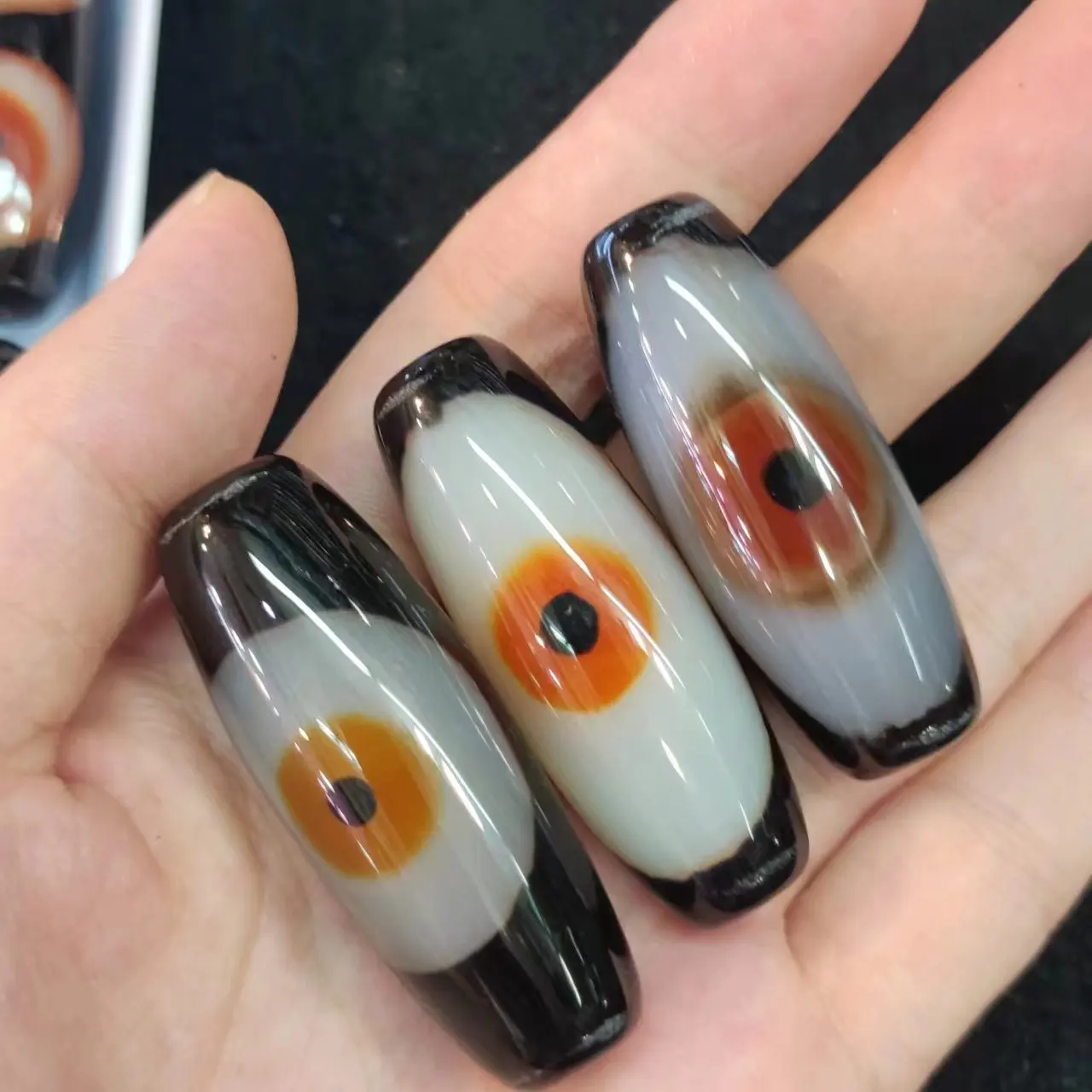 1pcs/lot Natural Dream Double Eye Pattern Old Agate Dzi Orange 50-70mm DIY Necklace pendant Ethnic style jewelry handiwork beads