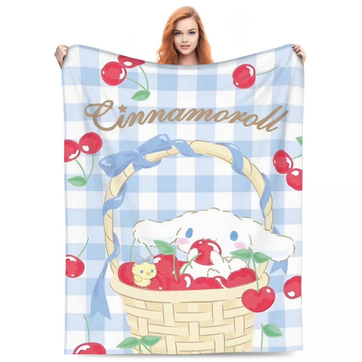 Sanrio Cinnamoroll Cartoon With Friends Blanket  For Outdoor Airplane Travel Flannel Bedspread Bed Cover