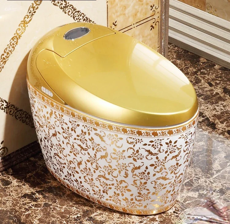 

Европейский золотой интегрированный интеллектуальный яйцевой туалет, цветной классический туалет, мгновенная горячая полностью автоматическая откидная сушка