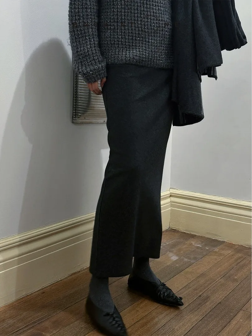 

Faionable Casual Woolen Straight Leg Skirt Versatile Ele BFF2BH633KC High Waist A-Line Skirt for Women Daily Wear