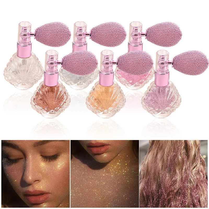 Pearl-Like Shine Highlighter Spray,Fine Glitter Mist for Body and Hair,Perfect for Stage Parties, Bridal Makeup,Lasting Radiance