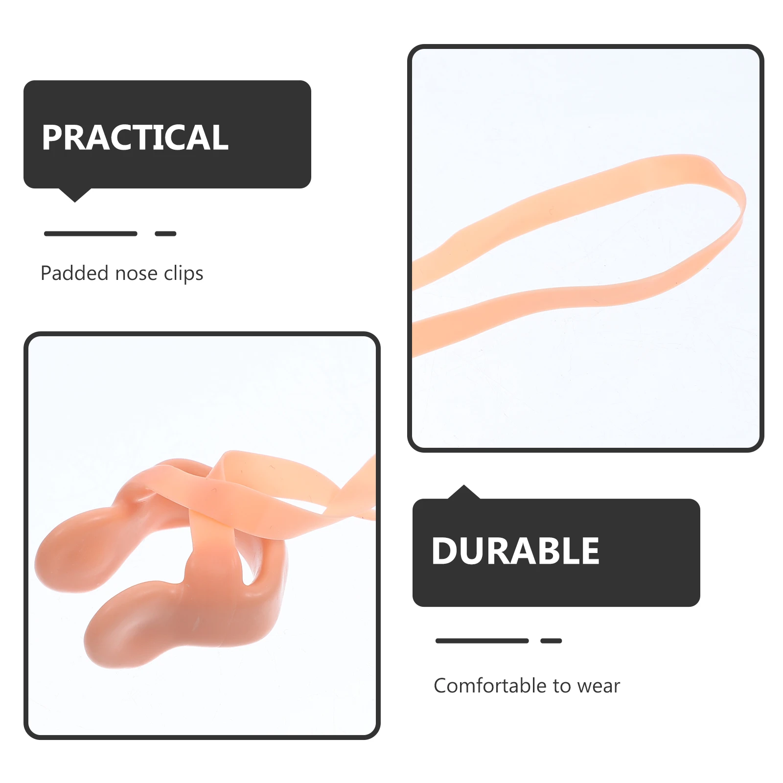 

6pcs Silicone Nose Clips with Elastic Strap for Swimming Adults Tear Resistant Padded Swim Nasal Splint Water
