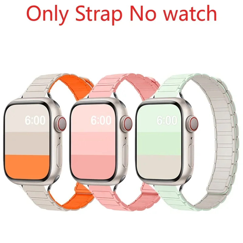 Band Straps for Apple Watch strap, fine I-pattern three-bead silicone magnetic straps iwatch strap series universal