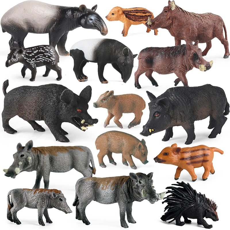 Oenux javali selvagem tapirus indicus porcupina animais modelo de simulação figuras de ação estatueta coleção educacional crianças brinquedo presente