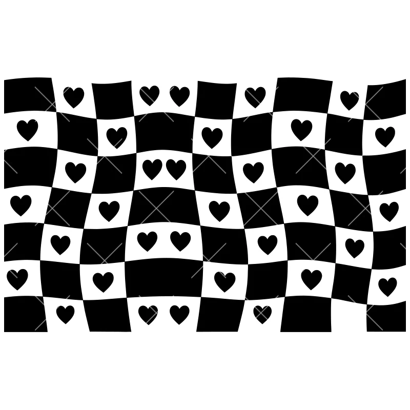 Y2K Checkered Love Heart Car Sticker Decoration Triangular Window Decor Universal All Vehicle Accessories Waterproof Vinyl Decal