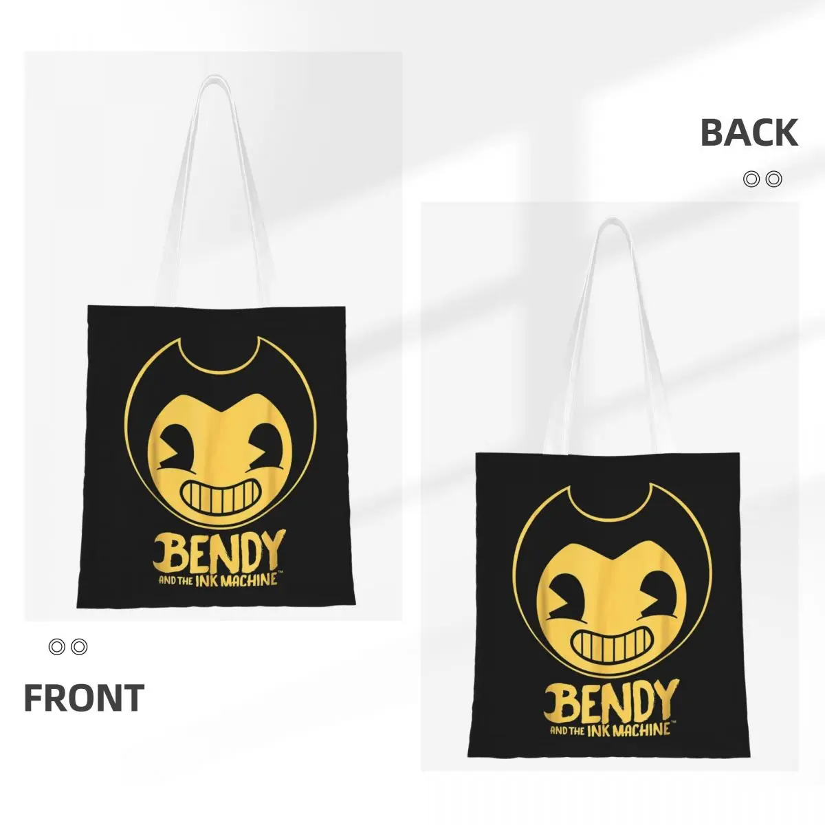 حقائب تسوق Bendy-Ink-Machine من القماش حقيبة حمل قابلة للطي للسيدات حقيبة كتف للسفر #3