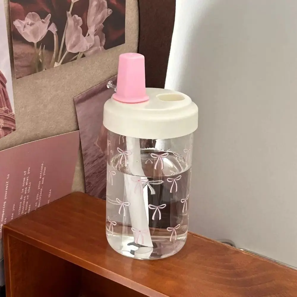 

Cute 500ml Straw Cup Plastic Bowknot Water Bottle Large Capacity Plastic Cups Bubble Tea Coffee