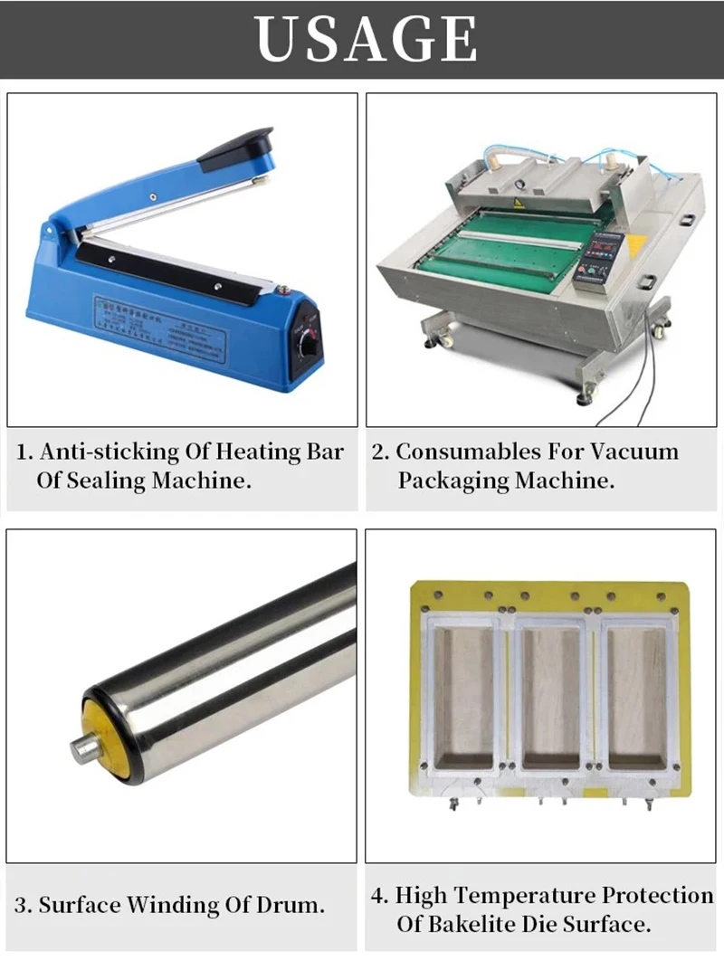 High Temperature Resistance Adhesive Tape Cloth 5~100mm 0.13mm 0.18mm 300 Degree Heat Insulation Sealing Machine PTFE Tape