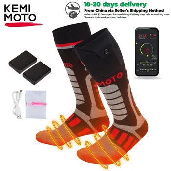 KEMIMOTO ısıtmalı çorap APP Contorl pil Stocking kalınlaşmak pamuk kış çorap ayak ısıtıcıları açık kayak avcılık için çizmeler