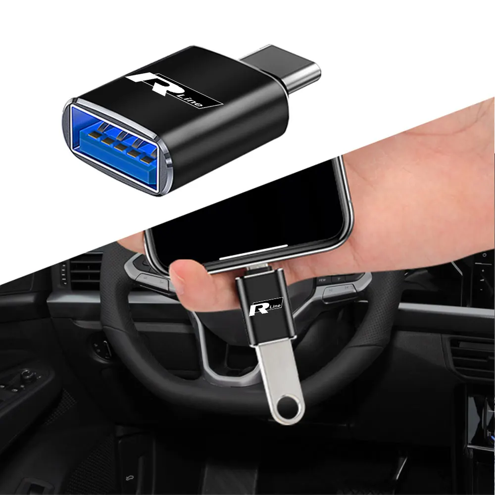 OTG USB 3.0 To Type C Adapter Mini Converter Phone Charging Cable Charger Accessories For Volkswagen VW RLine Golf Passat Polo