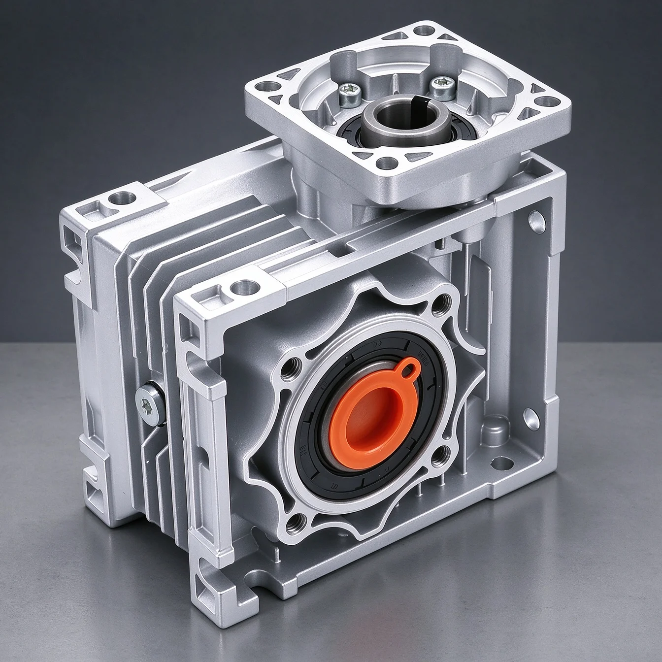NMRV040 Square Worm Gearbox Reducer Speed Reducer for Nema24 Nema34 Stepper Motor, Reduction Ratio 5:1-100:1
