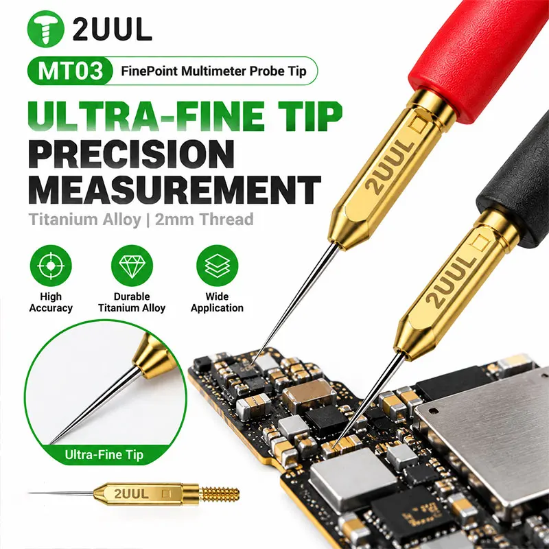 2UUL MT03 Multimeter Probe Tips Titanium Alloy Needle Replacement Accessory For Electronic Circuit Testing Repair