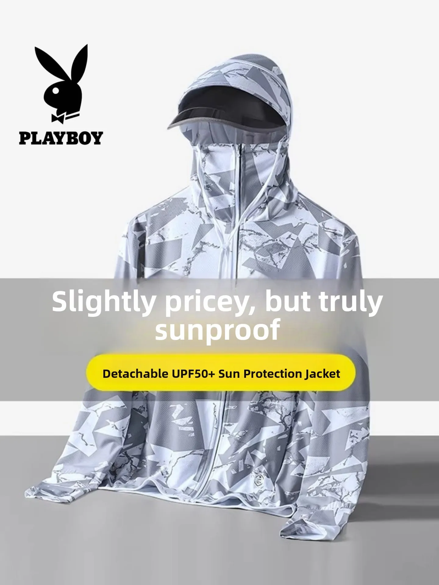 プレイボーイメンズ夏新作アイスシルク取り外し可能な大きなつば迷彩釣り服日焼け止めアウターウェアアウトドアスポーツ