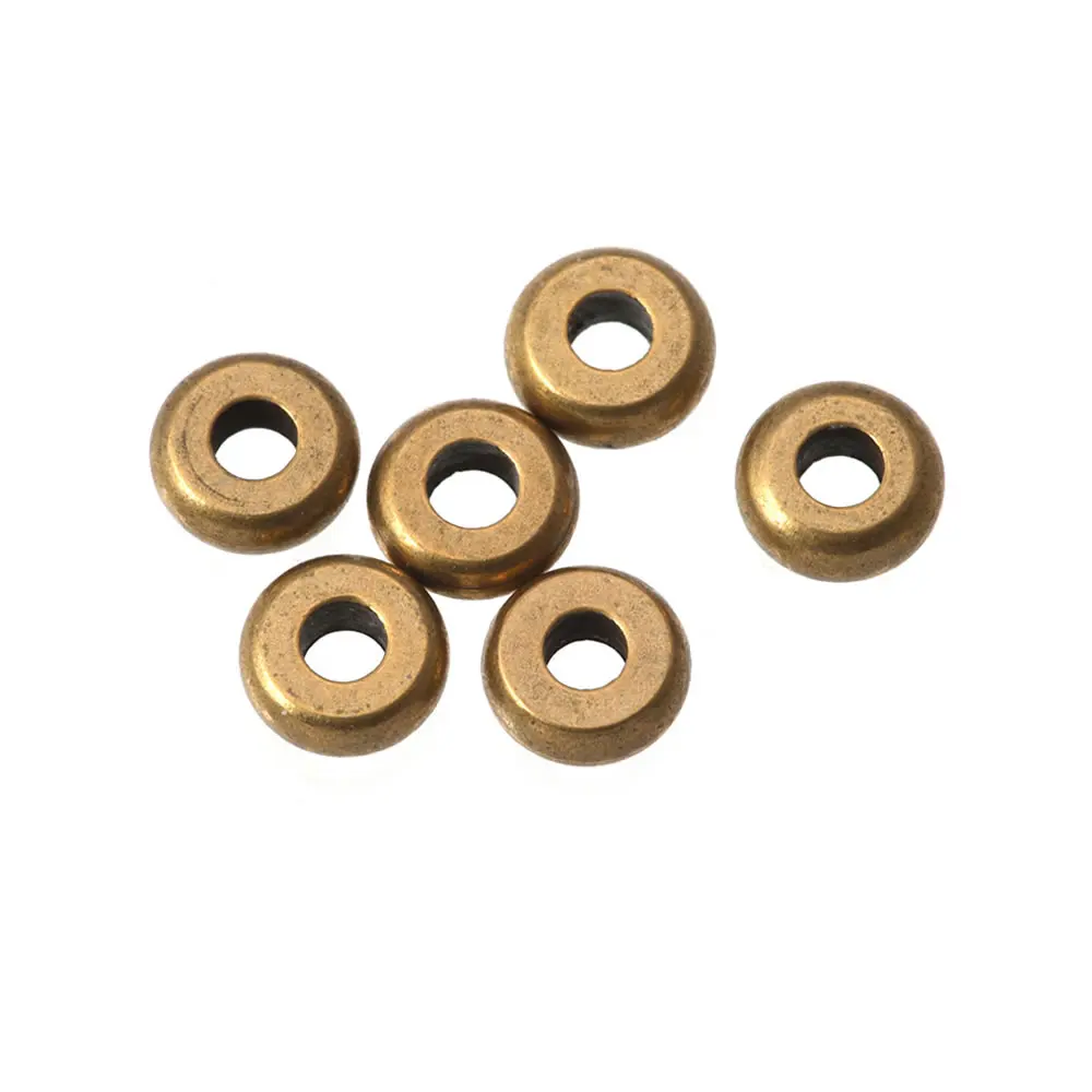 30PCS 3MM 4MM 5MM 6MM 7MM 8MM 10MM 18K Gold Color Brass Flat  Wheel Spacer Beads Bracelet Beads Diy Jewelry Making Accessories
