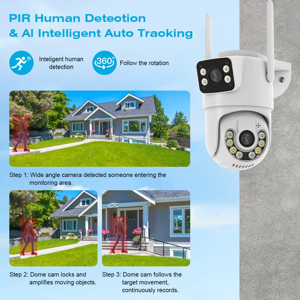 BELIA 4K 8MP Dual Lens Dual Screens PTZ Wifi Camera AI Human Detection Wireless Outdoor CCTV Security IP Camera ICSEE App
