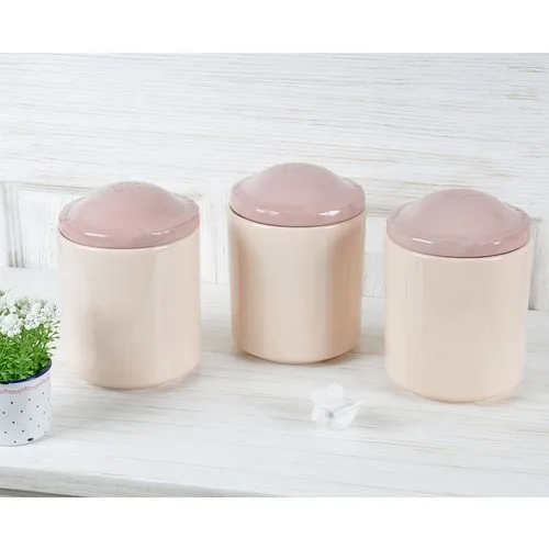 The Mia Lara Jar 3 pcs Set Large Coffee & Pink