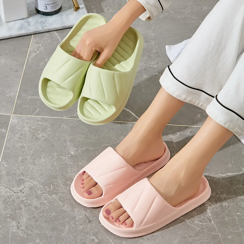 Women Thick Platform Slippers Summer Beach Eva Soft Sole Slide Sandals Leisure Men Ladies Indoor Bathroom Anti-slip mute Shoes