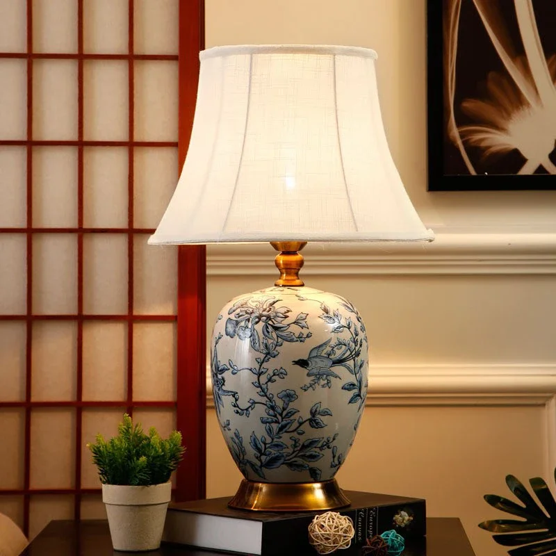 RONIN Contemporary ceramics Table Lamp American luxurious Living Room Bedroom  Bedside Desk Light Hotel engineering Decorative image 2