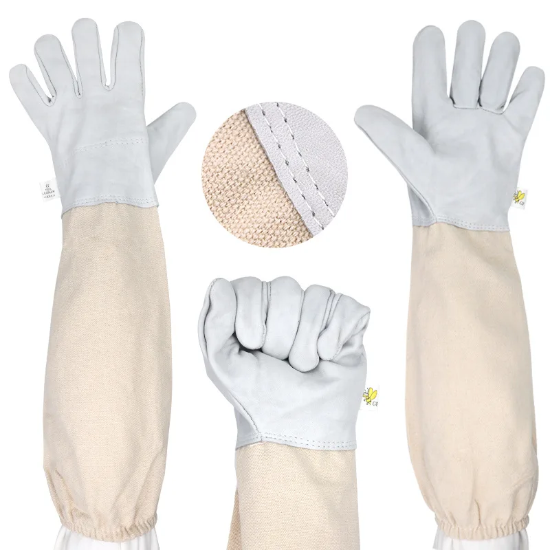 1 pair Beekeeper Gloves Protective Sleeves Ventilated Professional Anti Bee for Apiculture Beekeeper Prevent Beehive tools