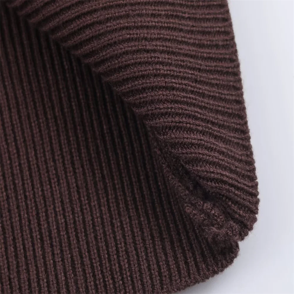 Suéter de punto con cuello tipo polo a rayas simples a la moda para mujer nueva de invierno