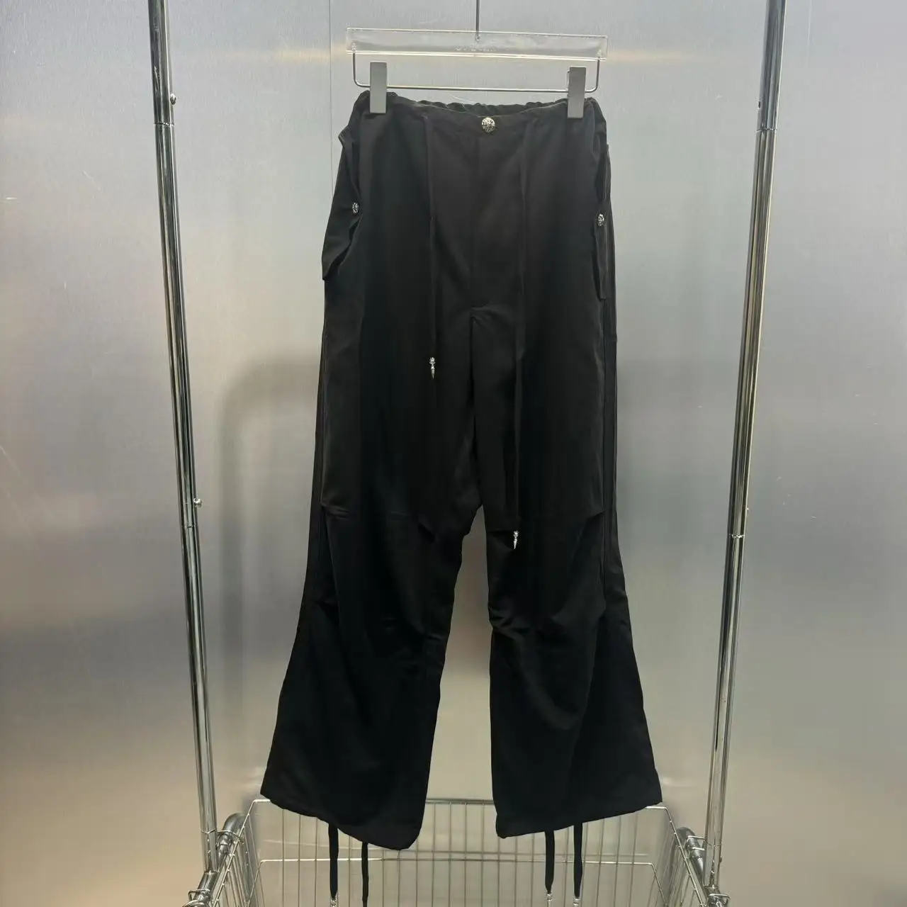 クールなレトロクロスデザインパラトルーパーパンツ Dstring トレンディなレディースハイウエストコットンカジュアルストレートレッグパンツ 秋2025