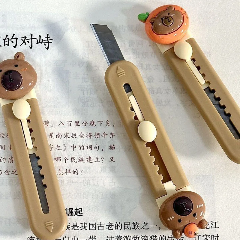 Miniso Cute Capybara Knife Mini Cartoon Anime Portable Unpacking Dismantling Express Delivery Paper Knife Kawaii Girl Gifts