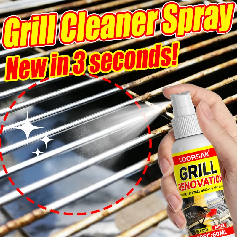 LOORSAN 60ML Fast Acting Grill Restorer - Powerful Foam Penetration to Remove Stubborn Grease & Rust, Revives BBQ Equipment