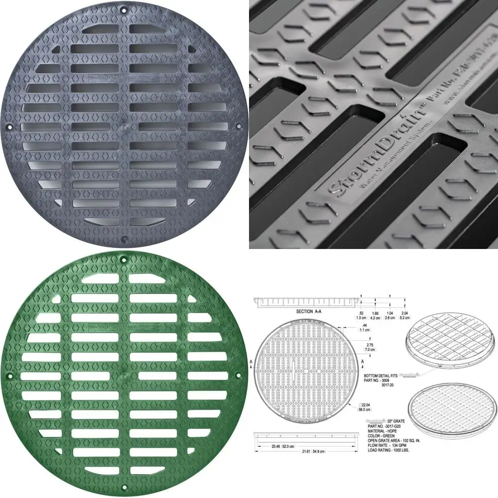 

Штормовый слив FSD-3017-G20B 20-дюймовый. Круглая плоская решетка для раковины, черная